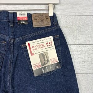 NWT GAP Denim Real Vintage 90s Loose Fit Button Fly Low Waist Cotton Dark 10 USA